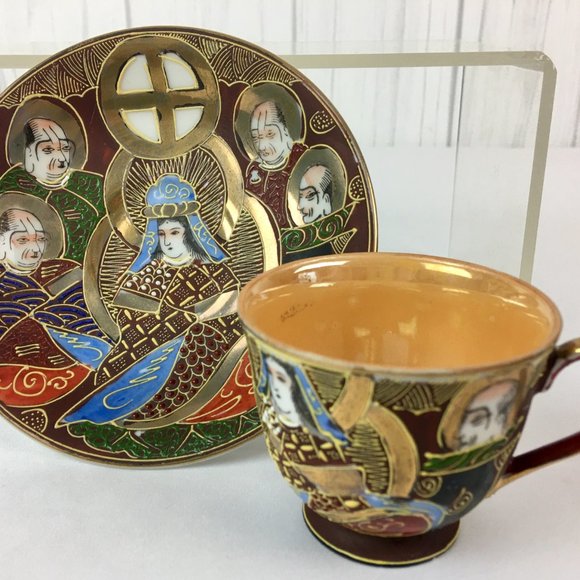 Vintage Japanese Goddess Scholars Moriage Made in Occupied Japan Cup & Saucer - Picture 1 of 11